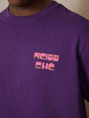 | Ché Cotton Palm-Print T-Shirt Purple | Men