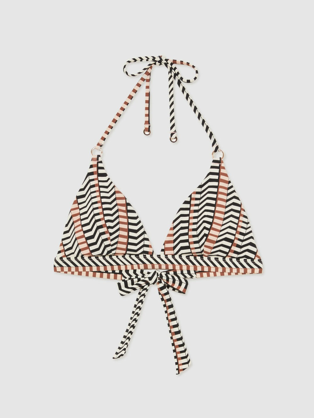 Triangle Halterneck Bikini Top Black/Brown | Women