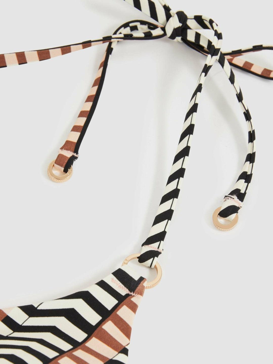 Triangle Halterneck Bikini Top Black/Brown | Women