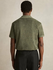 Cotton Blend Towelling Shirt Green | Men