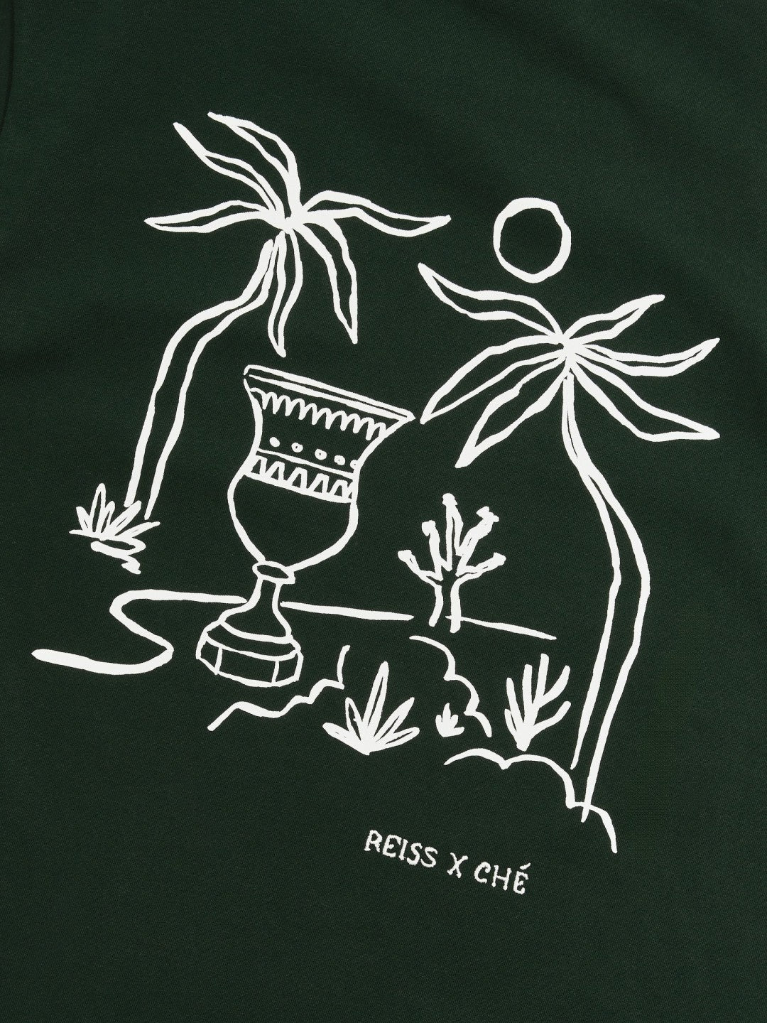 | Ché Cotton Palm-Tree T-Shirt Green | Men