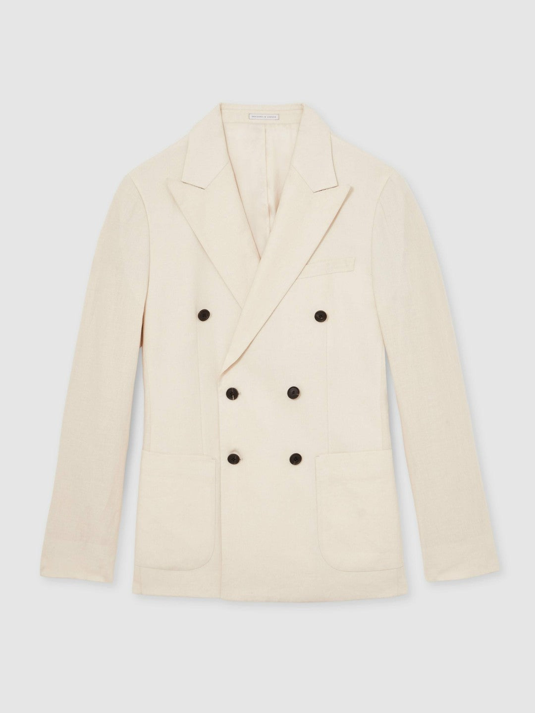 Linen Double-Breasted Suit Slim-Fit Blazer Stone | Men