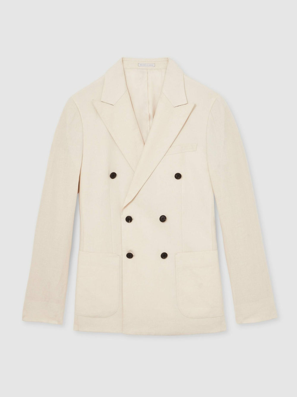 Linen Double-Breasted Suit Slim-Fit Blazer Stone | Men