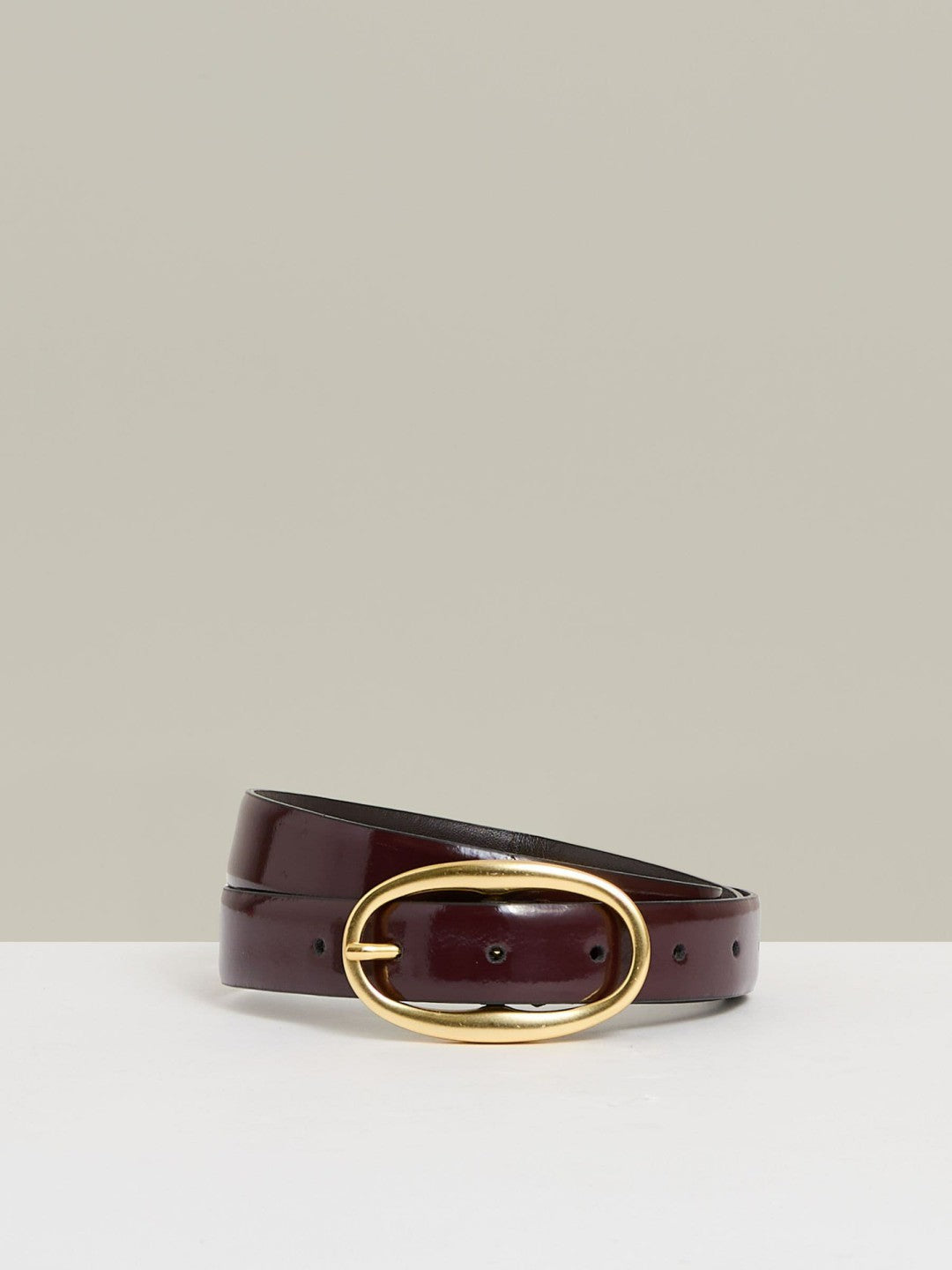 Patent Leather Oval Buckle Belt Oxblood | Women
