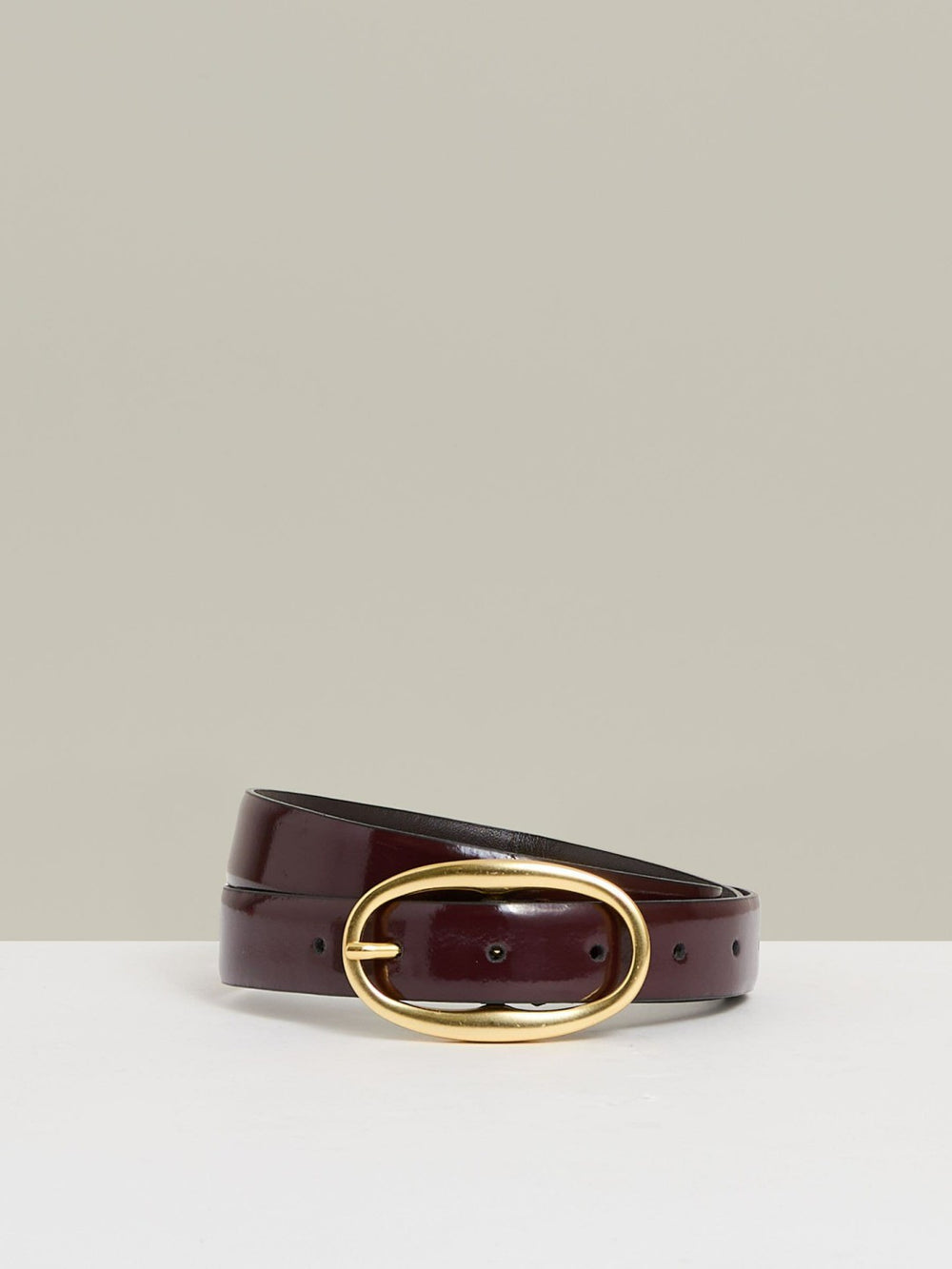 Patent Leather Oval Buckle Belt Oxblood | Women