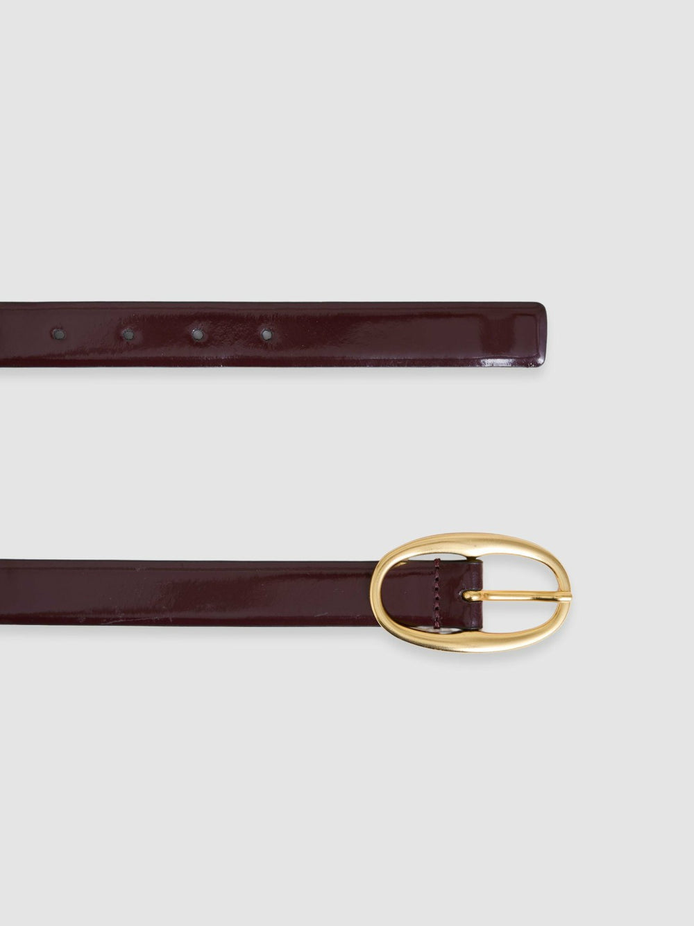 Patent Leather Oval Buckle Belt Oxblood | Women