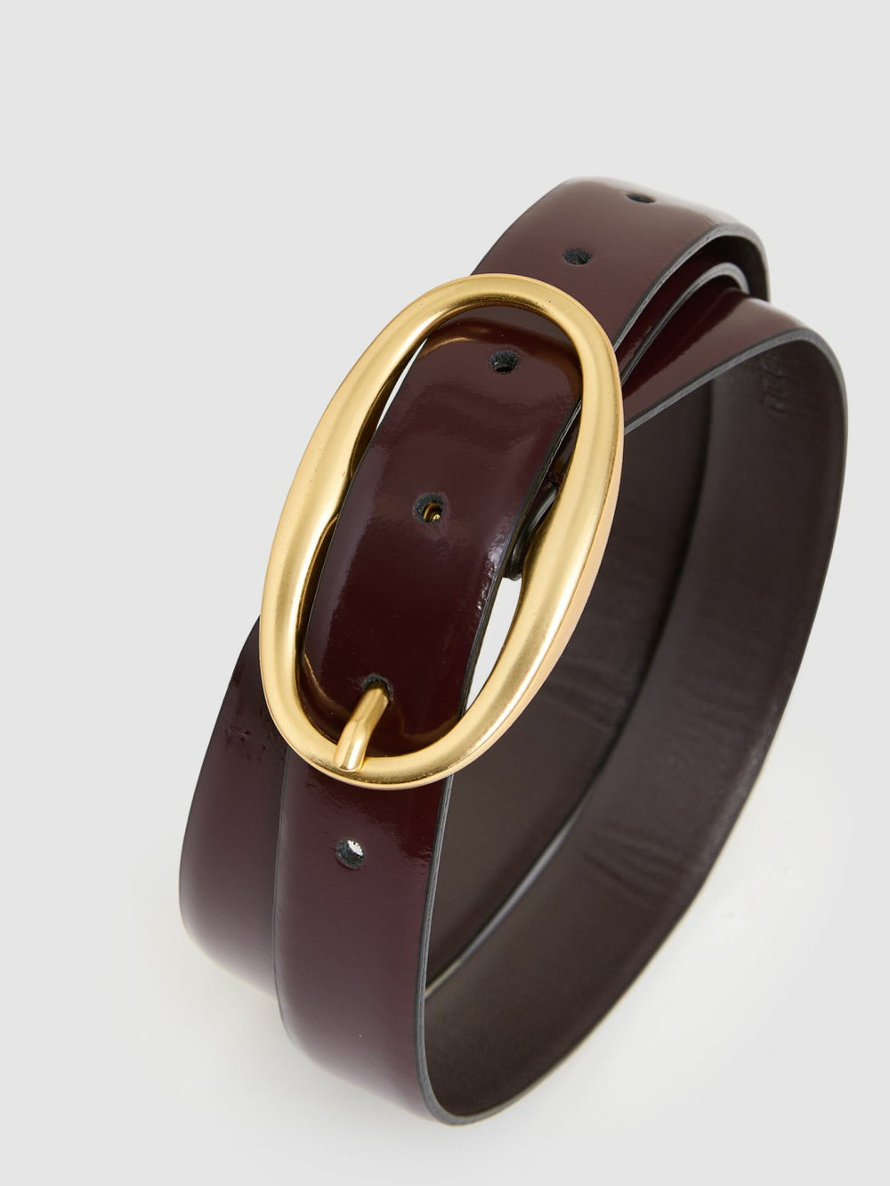 Patent Leather Oval Buckle Belt Oxblood | Women