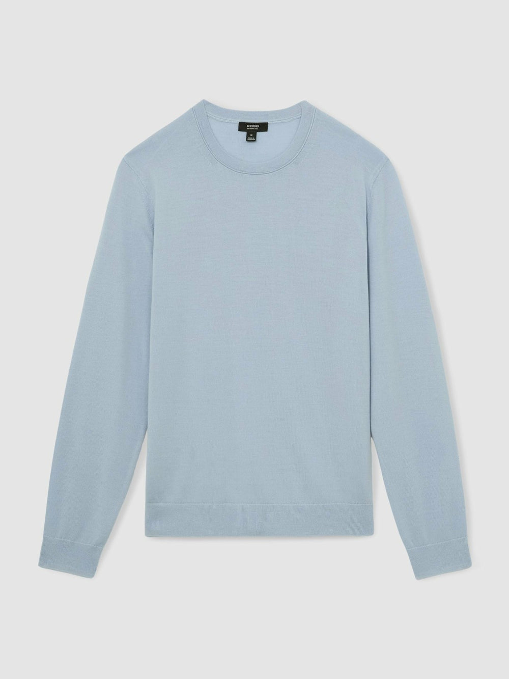 Merino Wool Crew Neck Jumper Soft Blue | Men