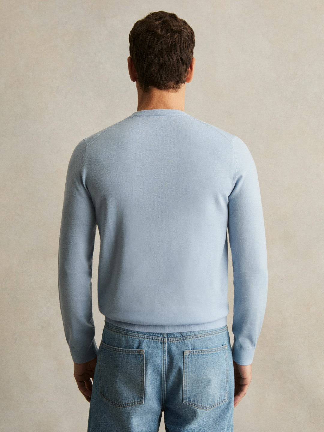 Merino Wool Crew Neck Jumper Soft Blue | Men
