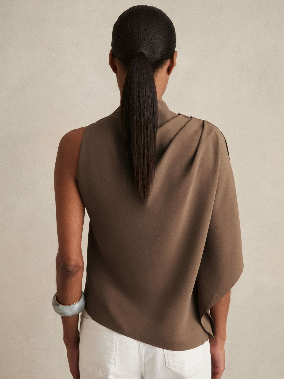 One-Shoulder Draped Top Mink | Women