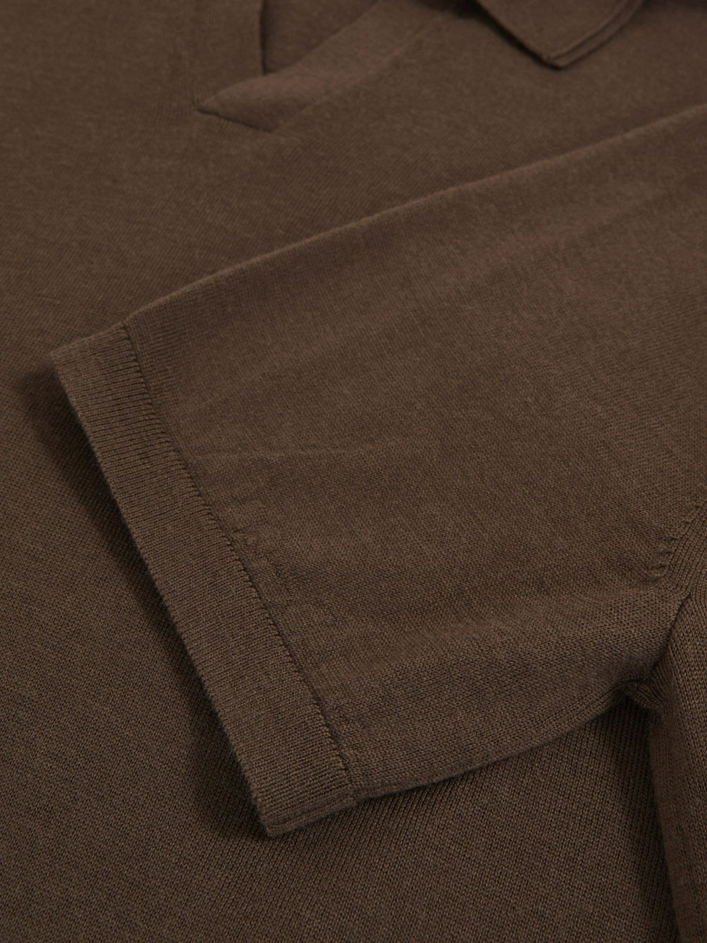 Merino Wool Open Collar Polo Shirt Chocolate Brown | Men