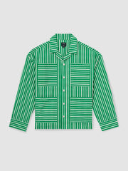 | Ché Poplin Stripe Pocket Shirt Bright Green/White | Men