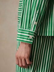 | Ché Poplin Stripe Pocket Shirt Bright Green/White | Men