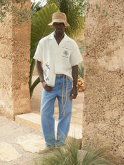 | Ché Cotton-Linen Palm Shirt White | Men