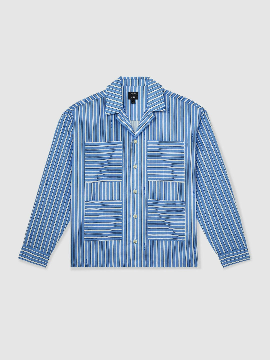 | Ché Poplin Stripe Pocket Shirt Bright Blue/White | Men