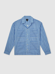 | Ché Poplin Stripe Pocket Shirt Bright Blue/White | Men