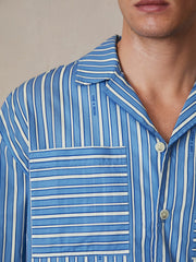 | Ché Poplin Stripe Pocket Shirt Bright Blue/White | Men