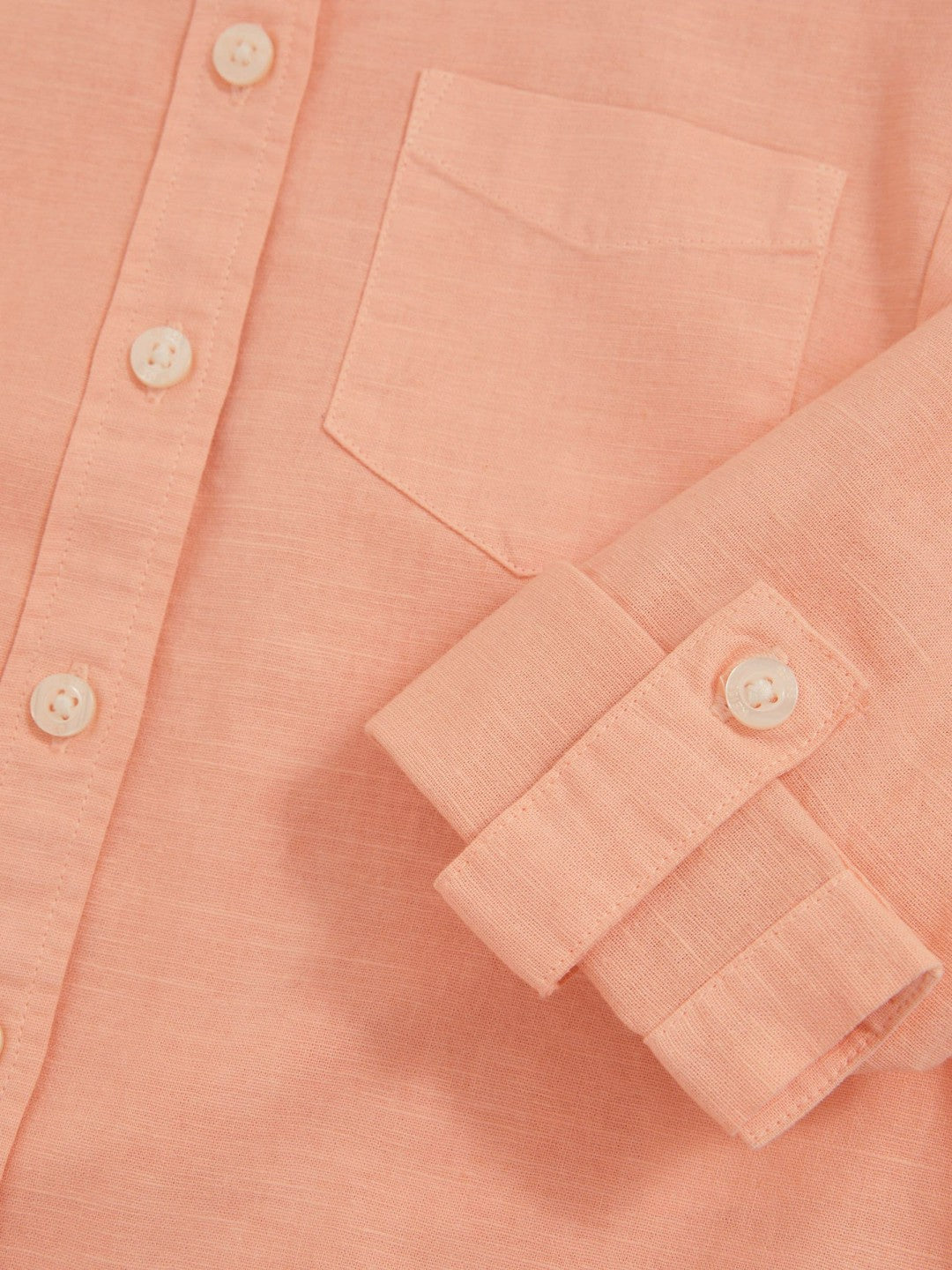 13-14 yrs Linen Roll-Cuff Shirt Peach | Children & Baby