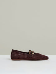 Mesh Double-Strap Ballet Flats Oxblood | Women