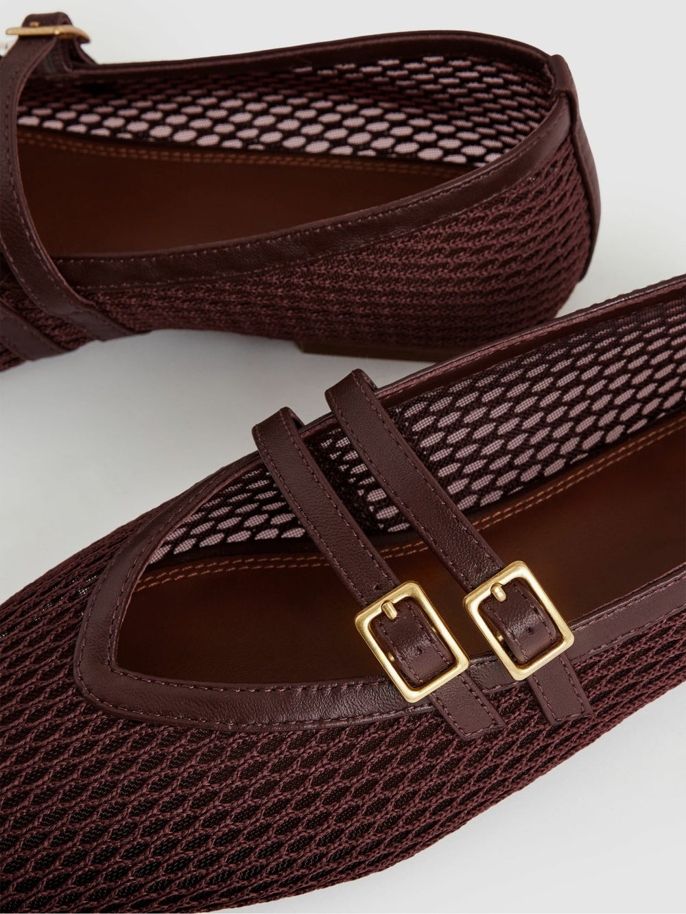 Mesh Double-Strap Ballet Flats Oxblood | Women
