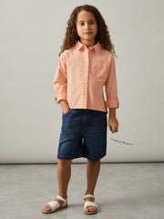 9-13 yrs Linen Roll-Cuff Shirt Peach | Children & Baby