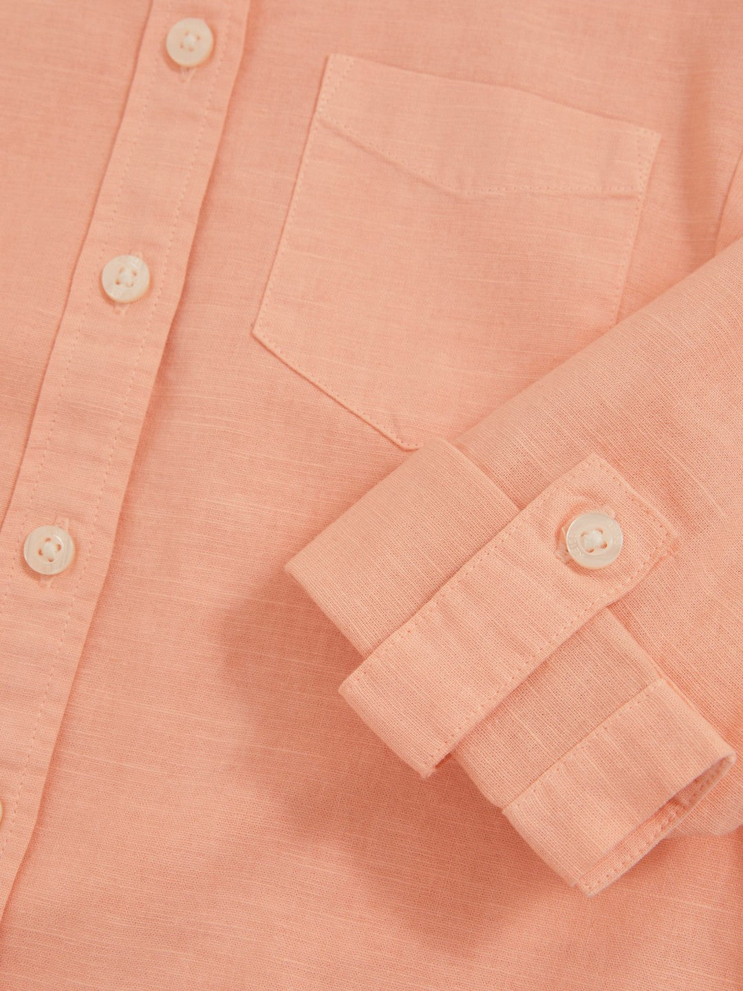 9-13 yrs Linen Roll-Cuff Shirt Peach | Children & Baby