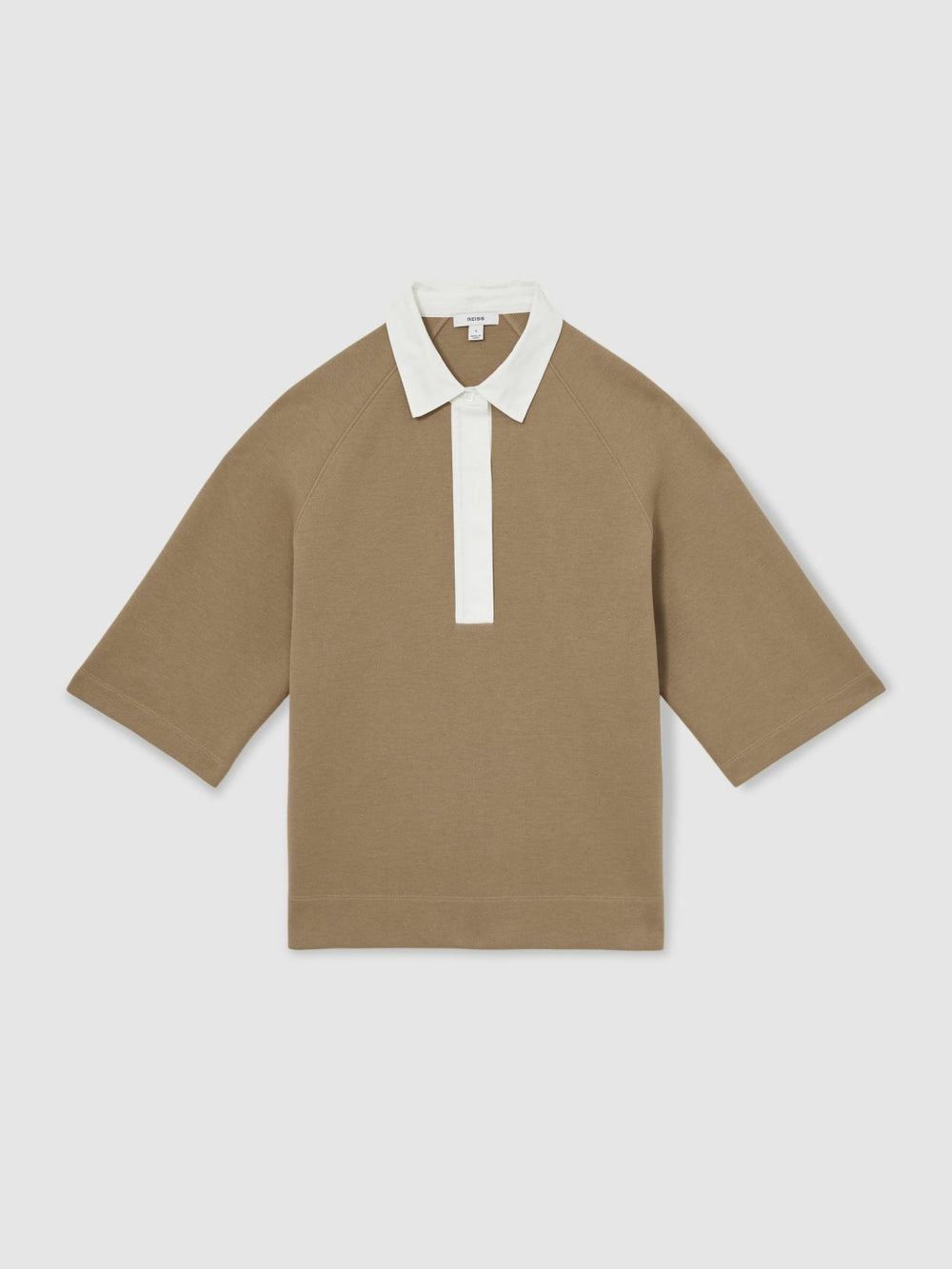 Cotton-Blend Interlock Collar Sweatshirt Camel | Women