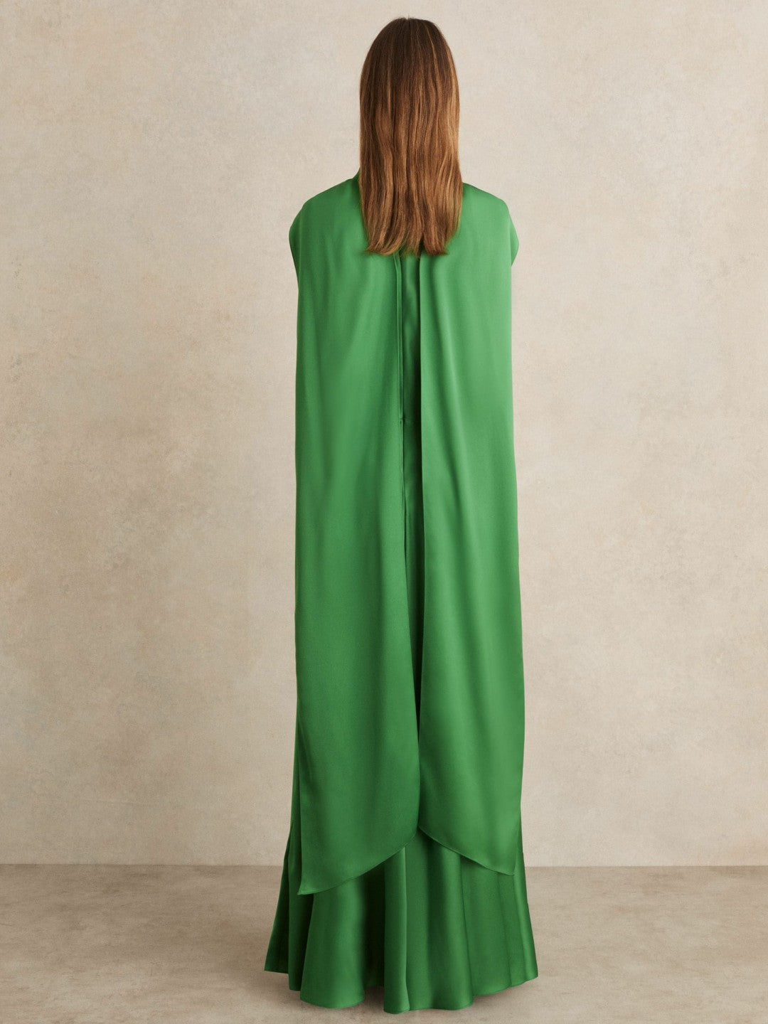 Petite Satin Cape Maxi Dress Green | Women