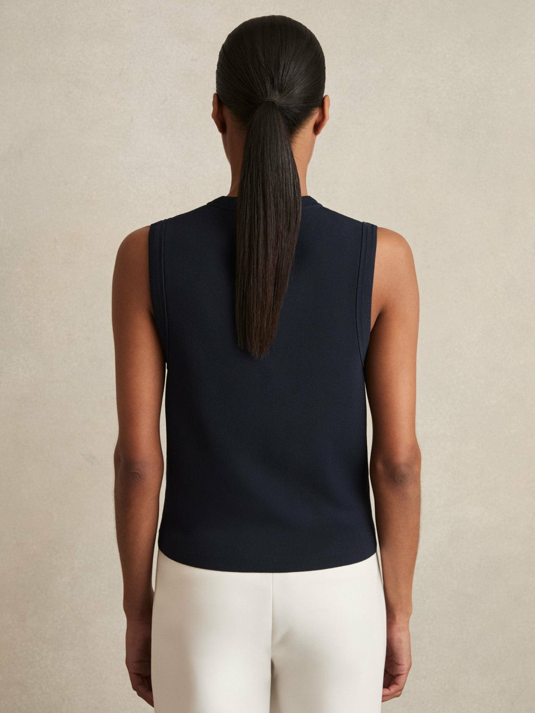 Knitted Button Through Vest Navy | Women