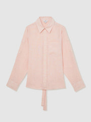 Linen Tie-Back Shirt Pale Pink | Women