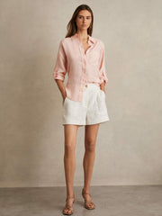 Linen Tie-Back Shirt Pale Pink | Women