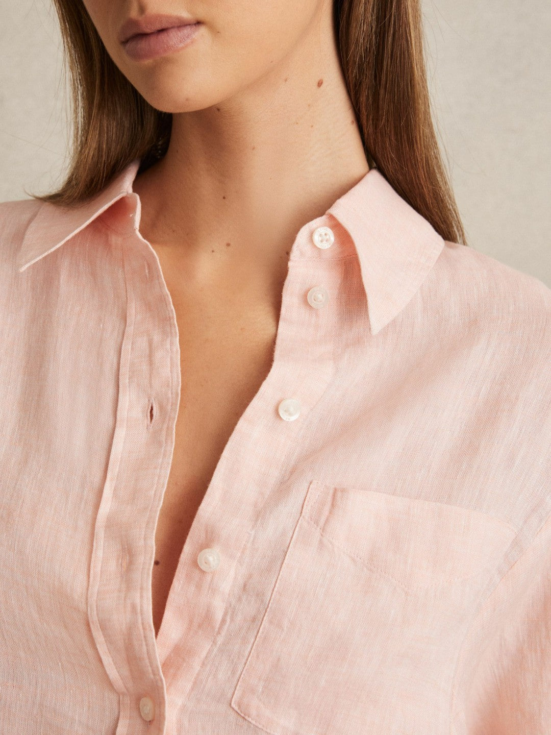 Linen Tie-Back Shirt Pale Pink | Women