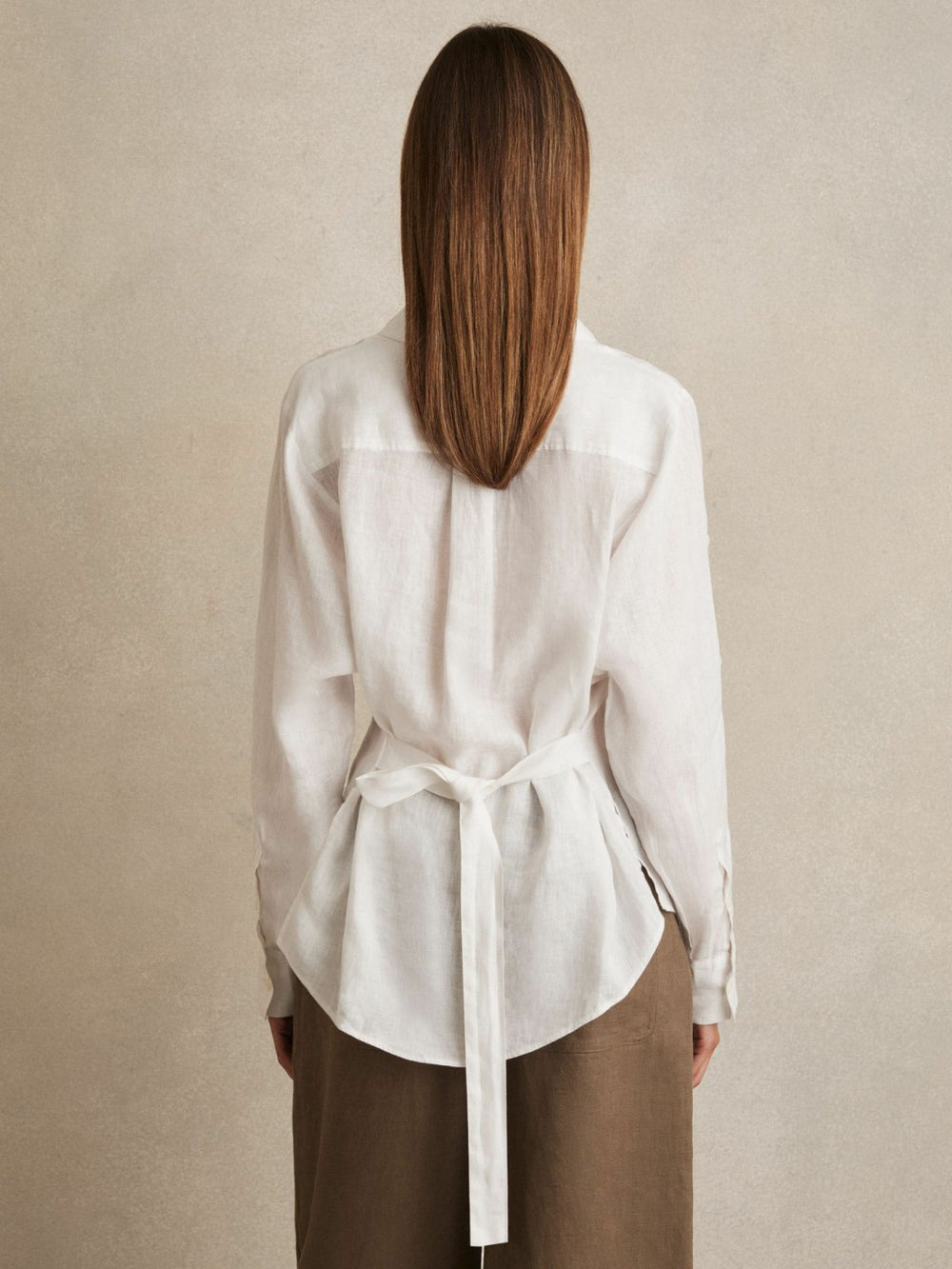 Linen Tie-Back Shirt White | Women