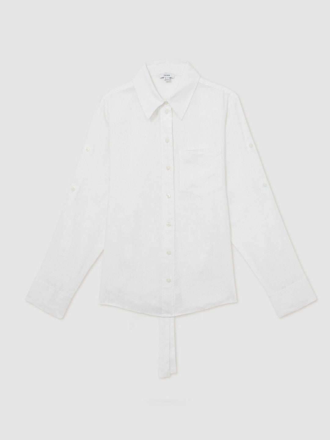 Linen Tie-Back Shirt White | Women