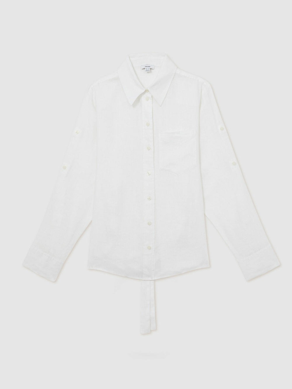 Linen Tie-Back Shirt White | Women