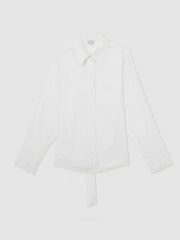 Linen Tie-Back Shirt White | Women