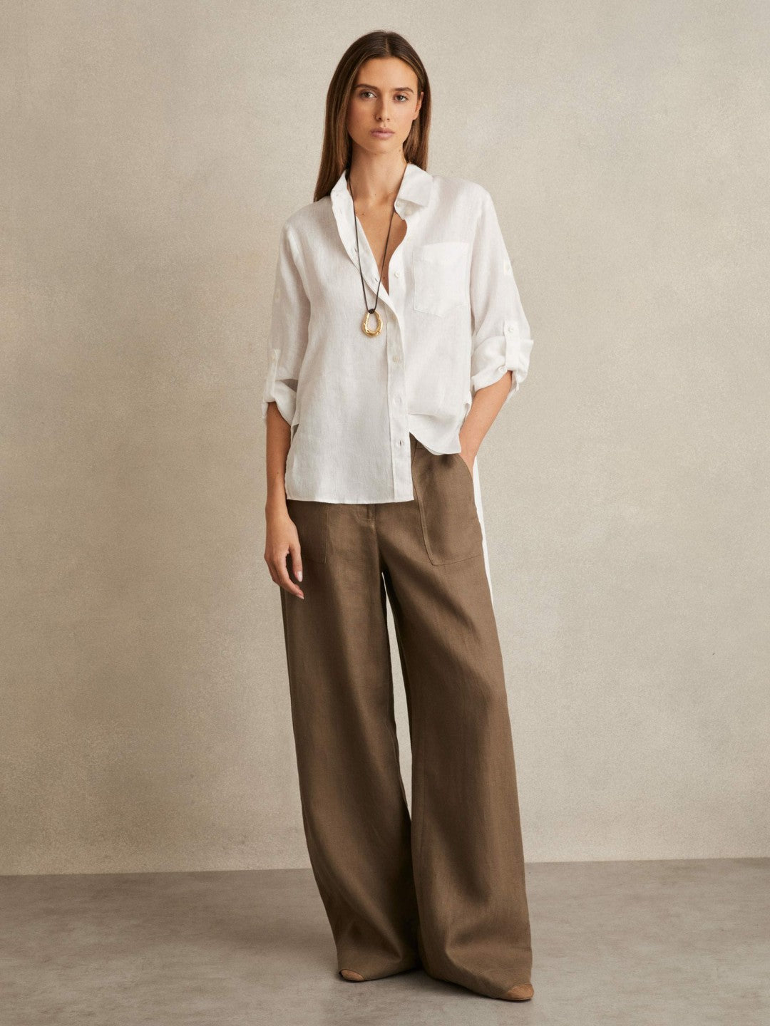 Linen Tie-Back Shirt White | Women