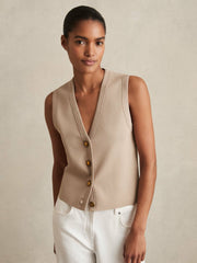 Knitted Button Through Vest Neutral | Women