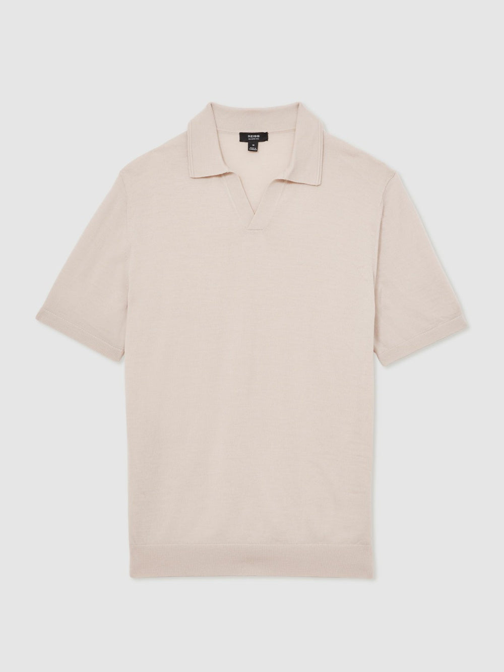 Merino Wool Open Collar Polo Shirt Beige | Men