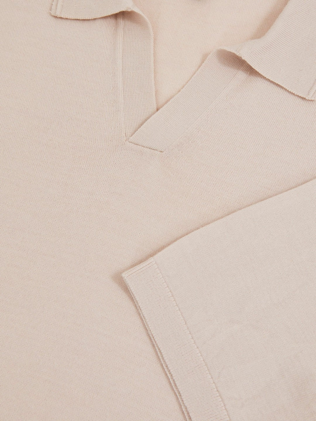 Merino Wool Open Collar Polo Shirt Beige | Men