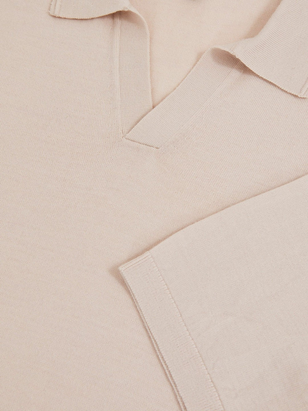 Merino Wool Open Collar Polo Shirt Beige | Men