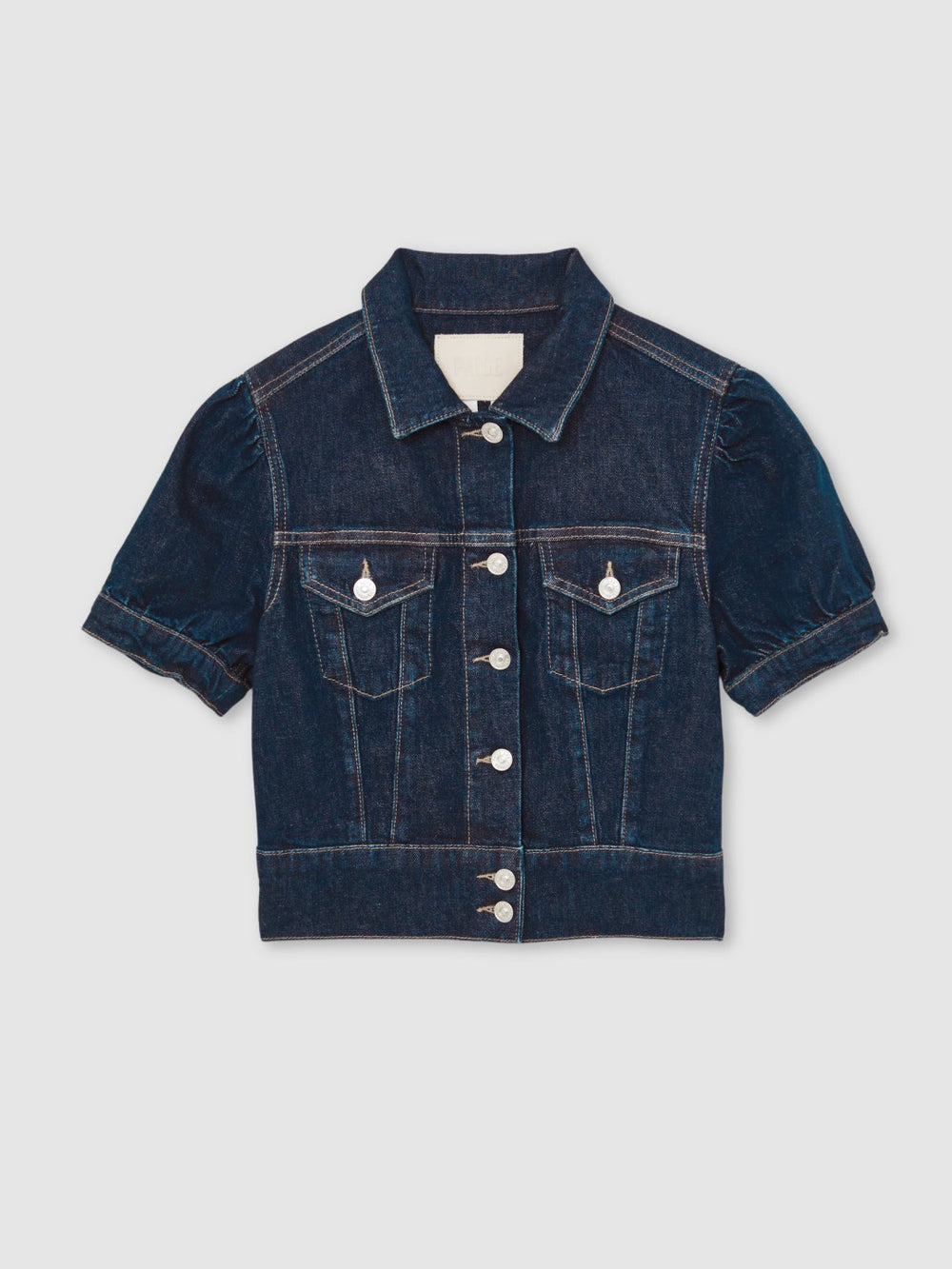Paige Puff-Sleeve Short Denim Jacket Emberlynn Blue | Women