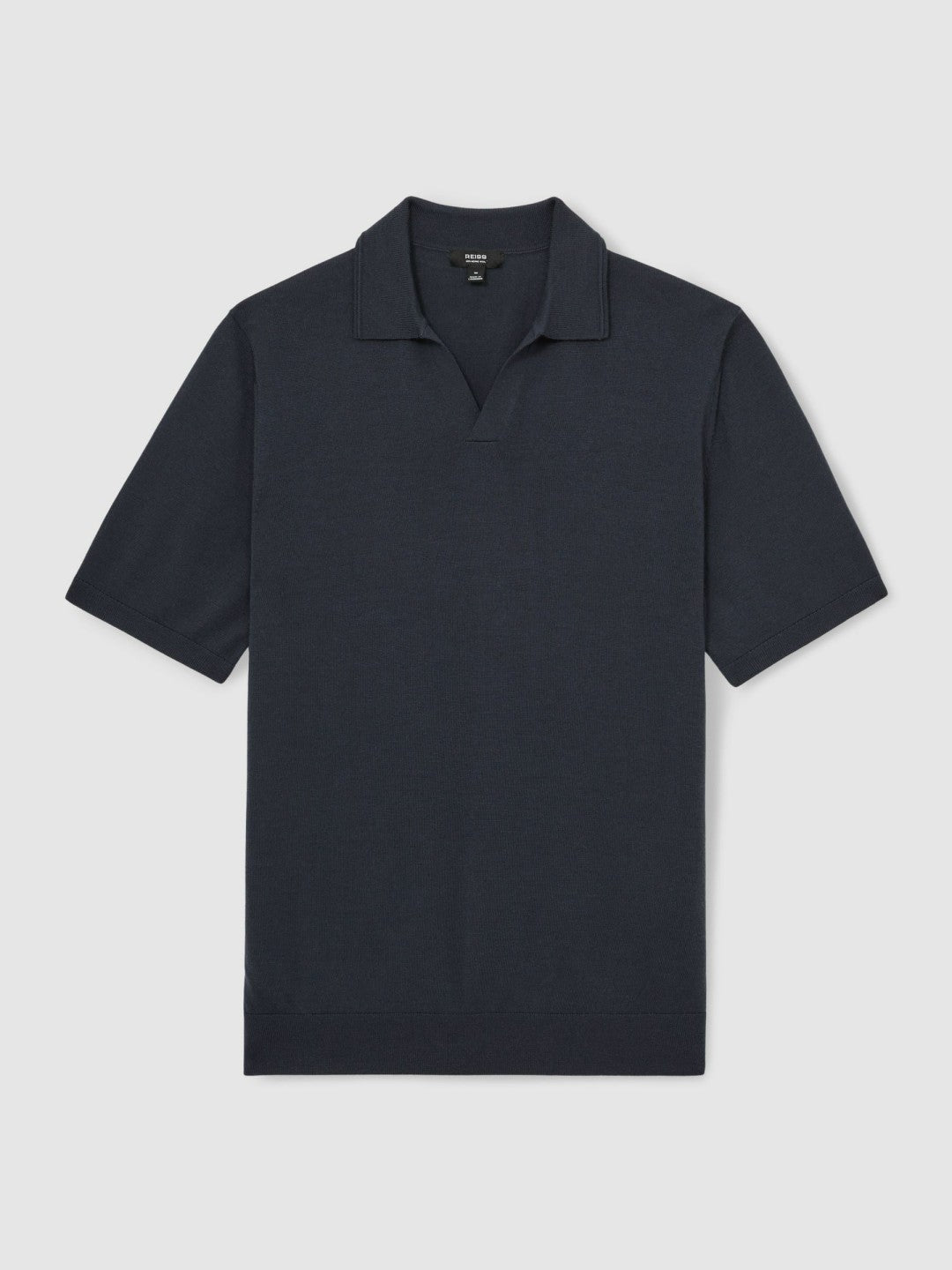 Merino Wool Open Collar Polo Shirt Midnight Navy | Men