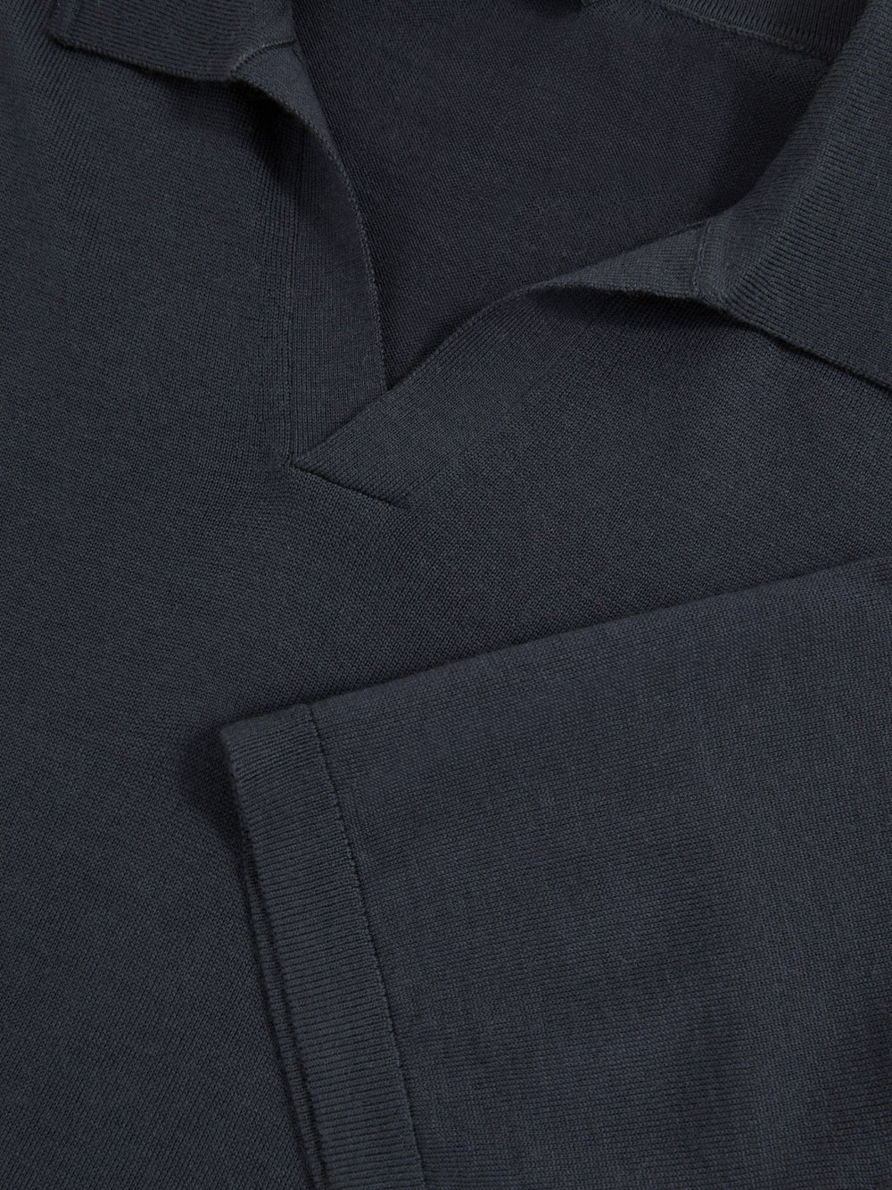 Merino Wool Open Collar Polo Shirt Midnight Navy | Men