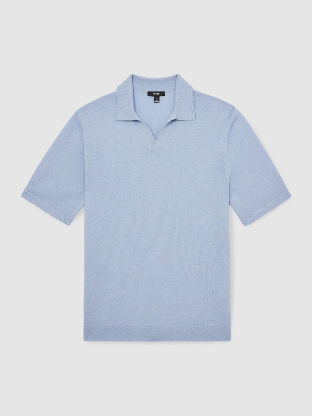 Merino Wool Open Collar Polo Shirt Soft Blue | Men
