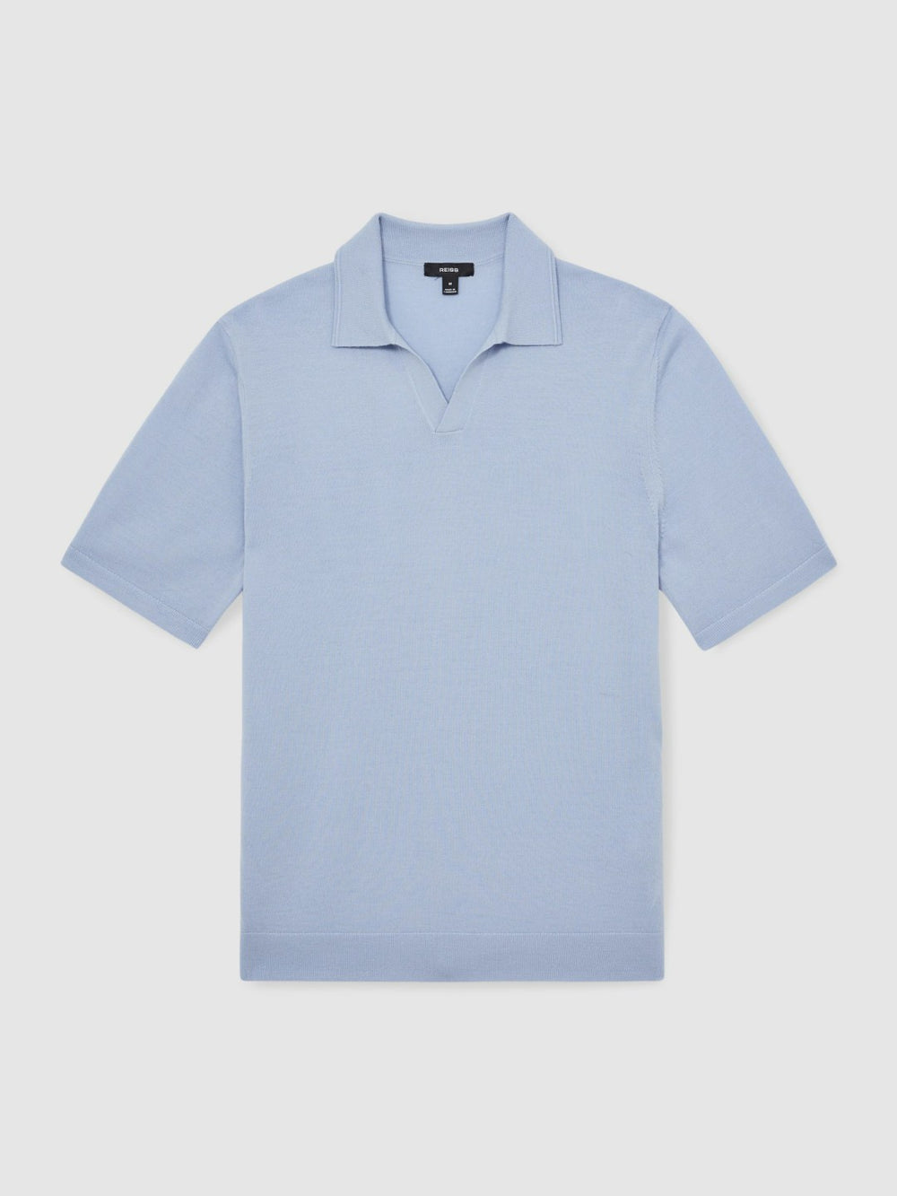 Merino Wool Open Collar Polo Shirt Soft Blue | Men