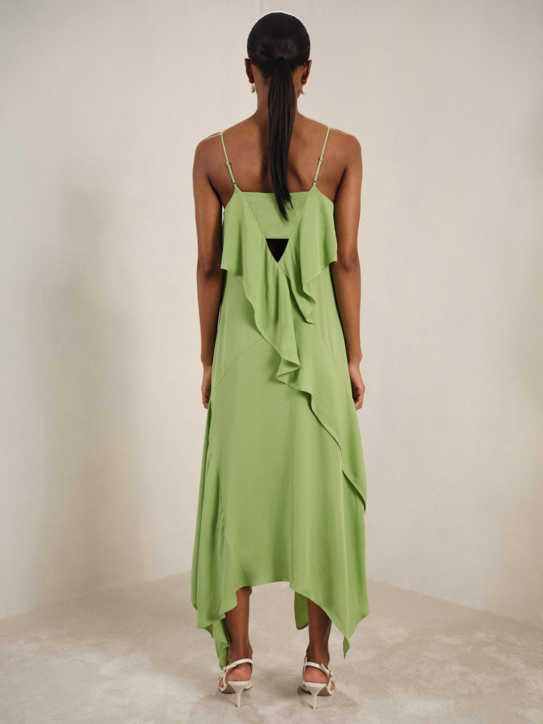 Ruffle-Detail Midi Dress Green | Women