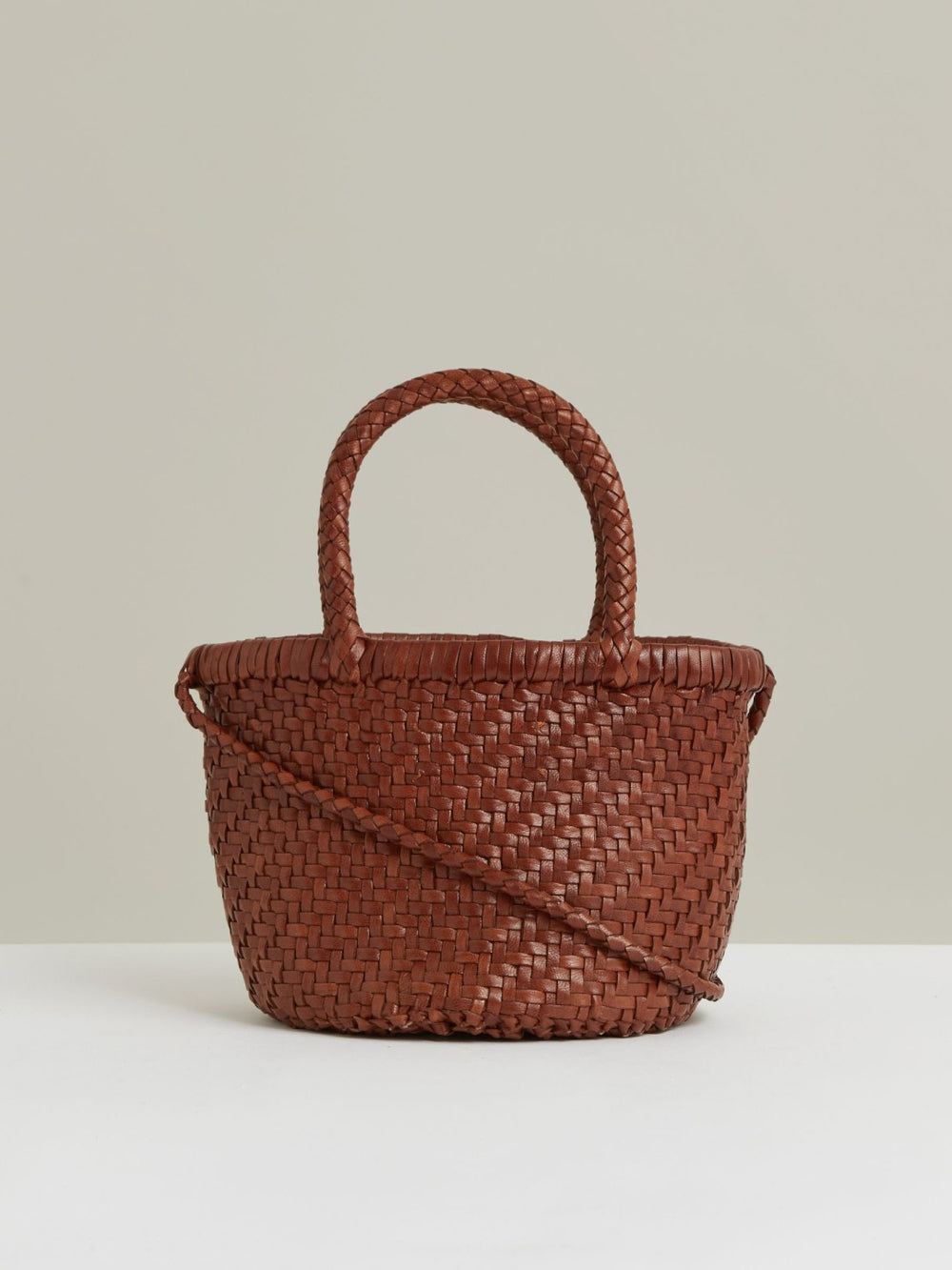 Leather Woven Mini Tote Bag Tan | Women