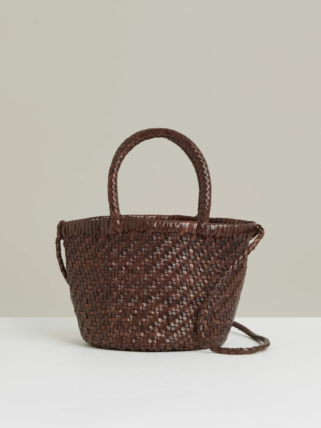 Leather Woven Mini Tote Bag Chocolate | Women