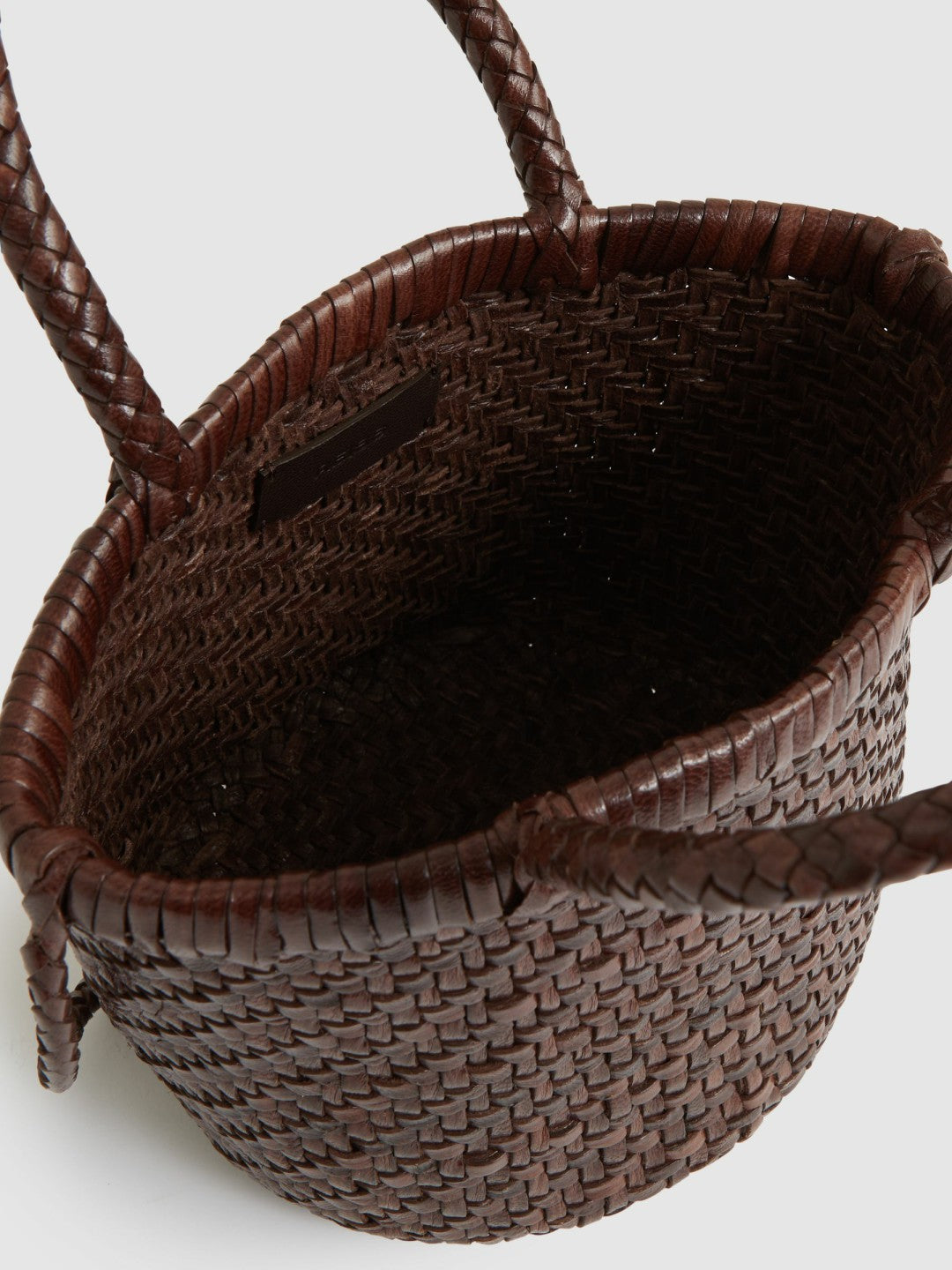 Leather Woven Mini Tote Bag Chocolate | Women